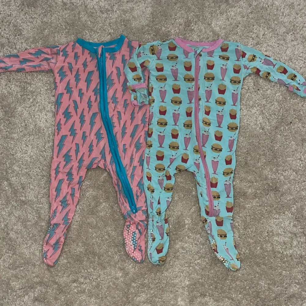 Two Kickee Pants Pajama Footies
